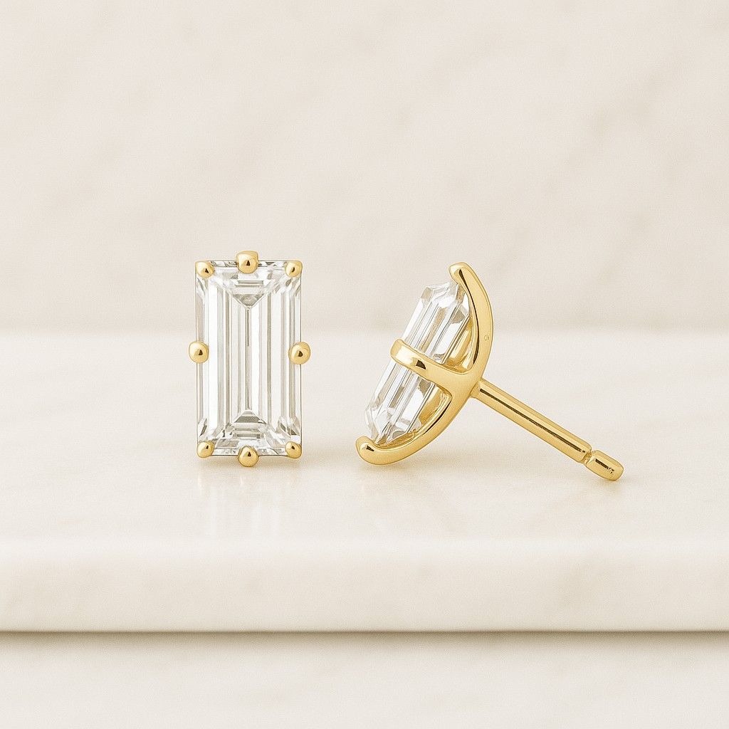 Round Cut Colorless Moissanite Diamond Earring Gift For Engagement, Round Earrings, Wedding Earrings, Screw Back Earring