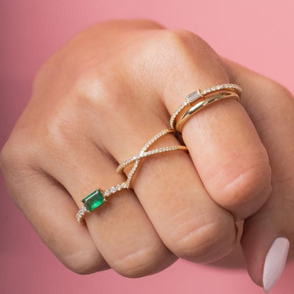 Round Cut Criss Cross Ring For Women