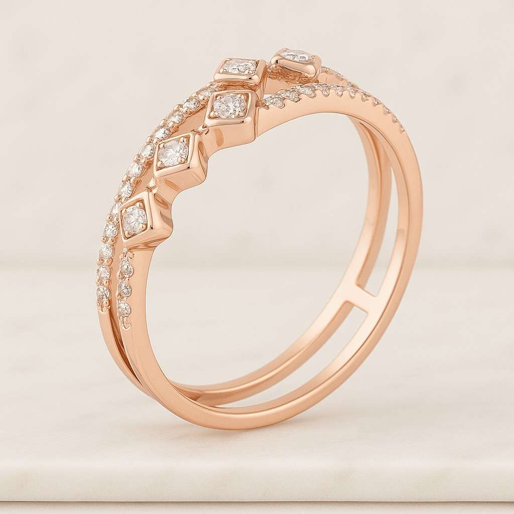 Round Cut Diamodn Band Bypass Setting Ring Everyday Ring Open Wedding Band Lab Grown Diamond Ring Gap Wedding Ring