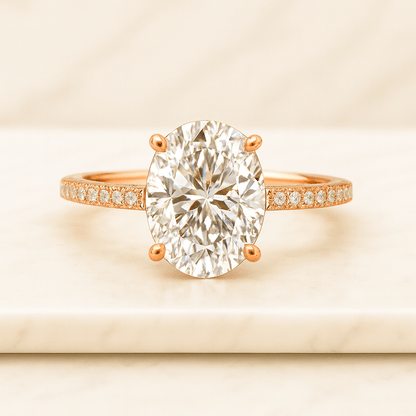 Round Cut Brilliant Diamond Engagement Ring 18K Gold Dainty CZ Diamond Wedding Band