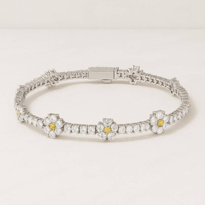 Round Cut Diamond Floral Bracelet Lab Grown Diamond