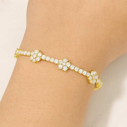 Round Cut Diamond Floral Bracelet Lab Grown or Moissanite Diamond Bracelet