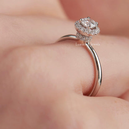 Round Cut Diamond Lab Grown Diamond Hidden Halo Ring