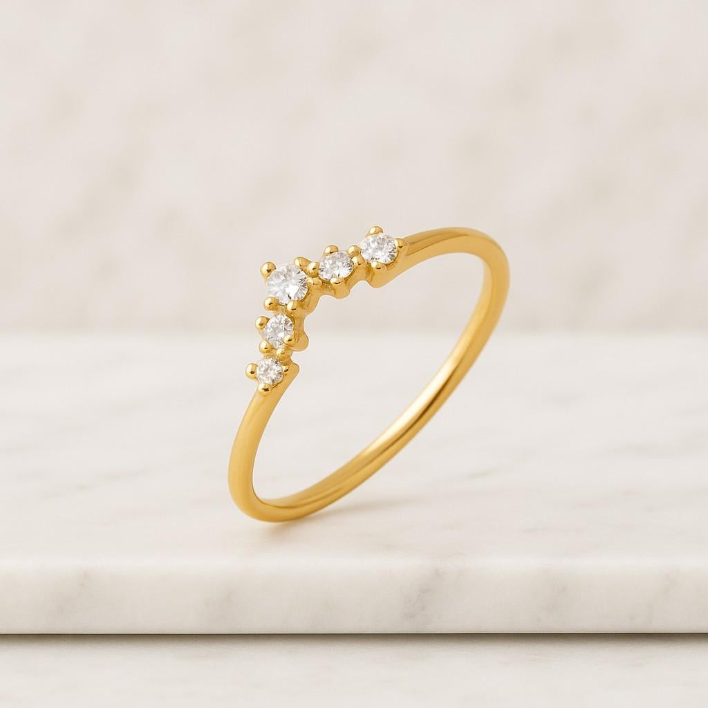 Round Cut Diamond Wedding Band Vintage Curved Bridal Ring Stacking  Art Deco Dainty Matching Ring