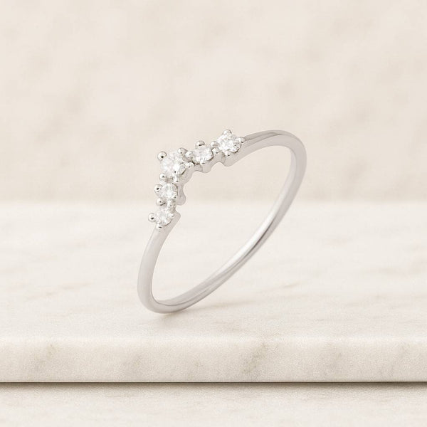 Round Cut Diamond Wedding Band Vintage Curved Bridal Ring Stacking  Art Deco Dainty Matching Ring