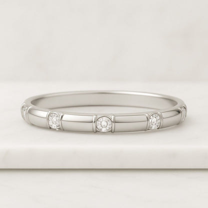 Round Cut Engagement Band Full Eternity Delicate 14K Yellow Gold Band Round Cut Wedding Band