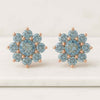 Vivid Blue Round Lab Grown Diamond Cluster Earrings In 18K Gold