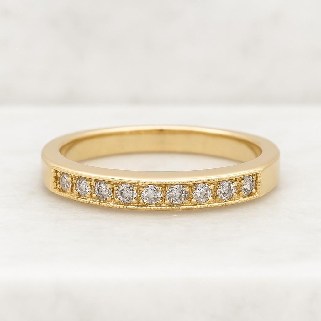 Round Cut Half eternity band Lab Grown diamond wedding ring band gold matching band