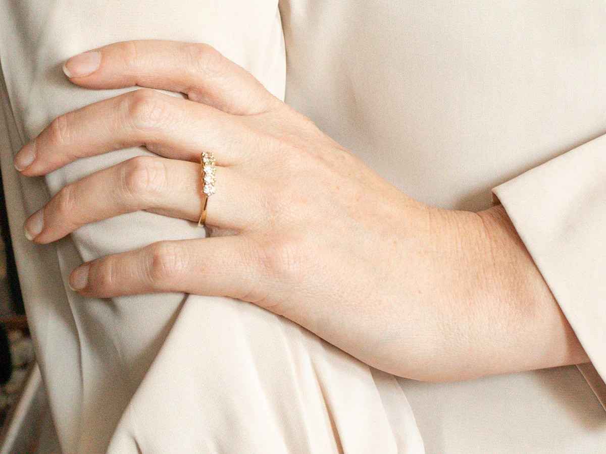 Round Cut Half eternity band Moissanite diamond wedding ring band