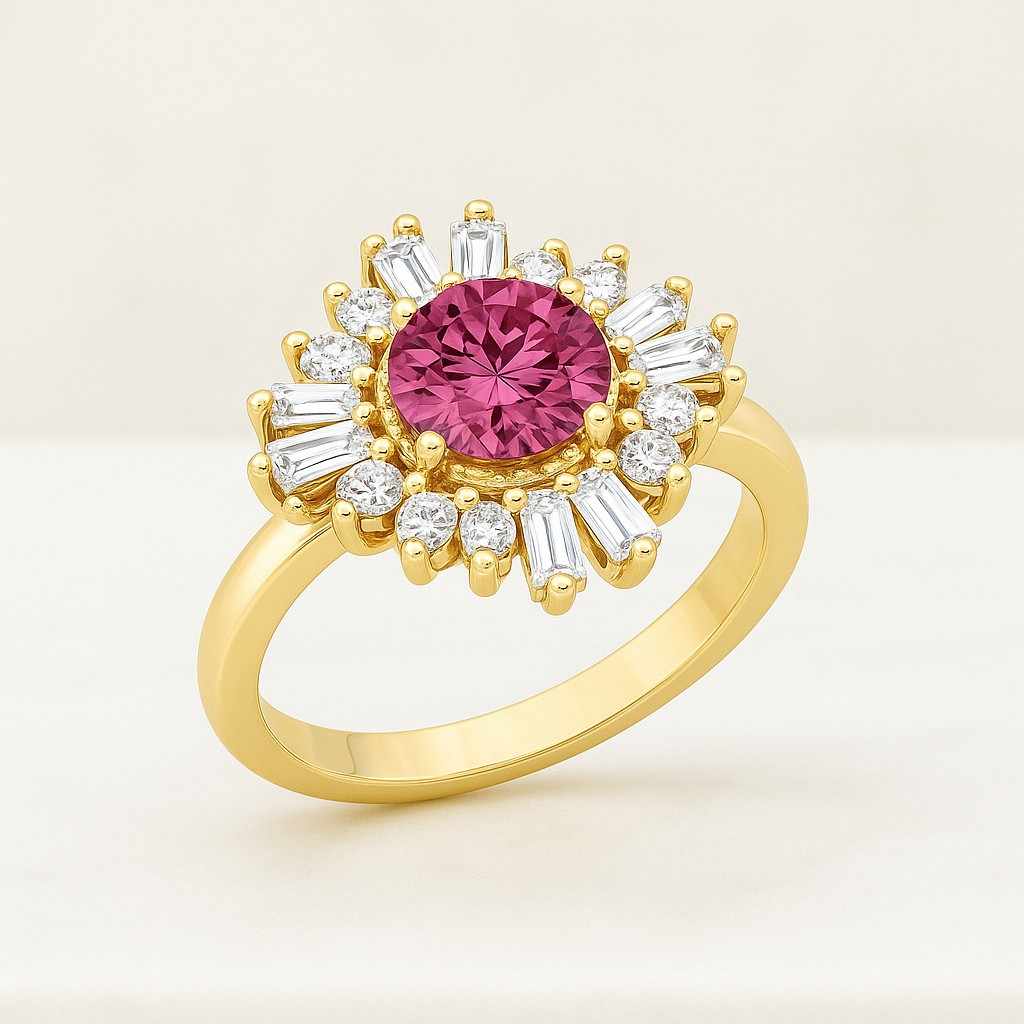 Round Cut Halo Engagement Ring Vintage Ring For Her