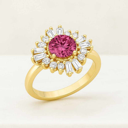 Round Cut Halo Engagement Ring Vintage Ring For Her