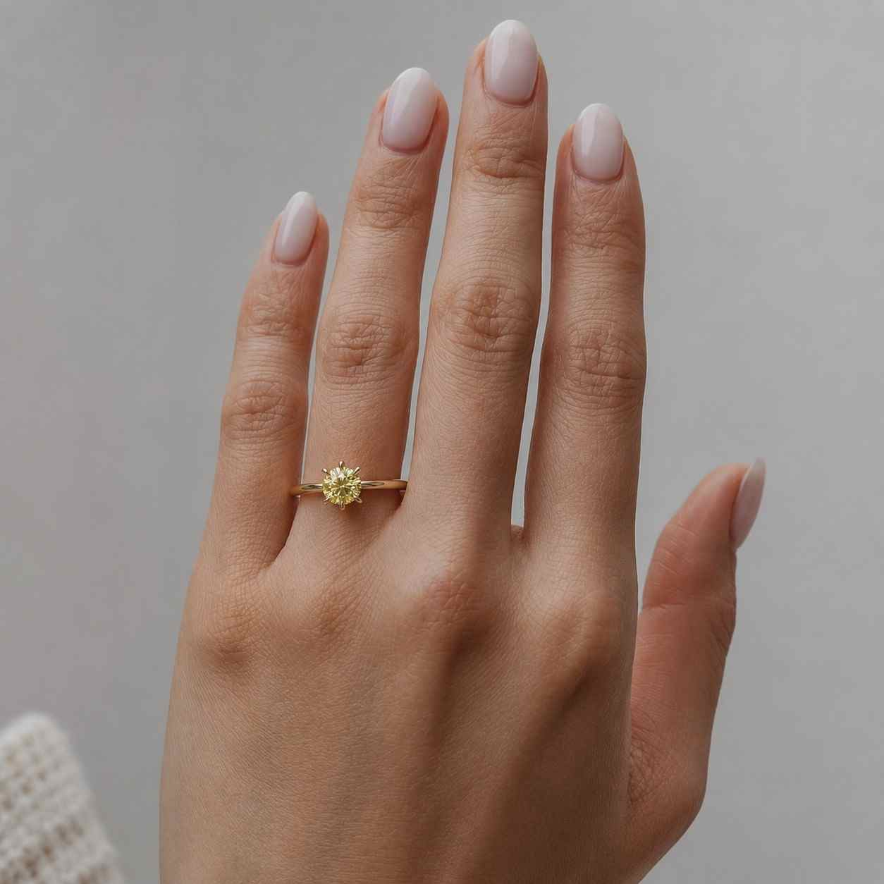 1 carat round cut igi certified e, vvs2 lab grown diamond solitaire ring engagement ring, yellow gold gold promise ring gift for her
