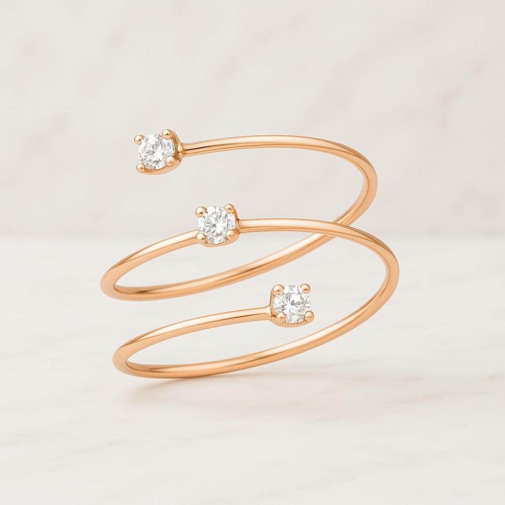 Round Cut Lab-Grown Diamond Ring IGI Certified  Modern Spiral Band Engagement Ring