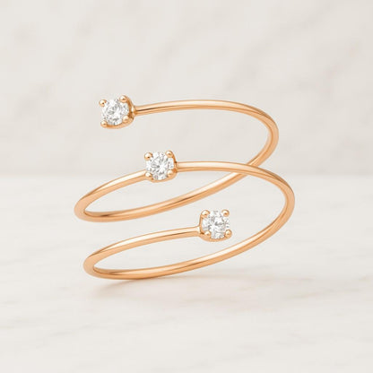 Round Cut Lab-Grown Diamond Ring IGI Certified  Modern Spiral Band Engagement Ring