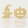 Pumpkin Earrings Halloween Round Diamond Earrings Jack o'Lantern Earrings