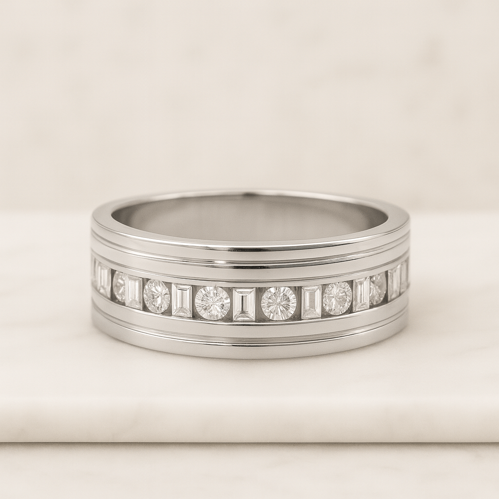 Round Cut Lab Diamond Engagement Ring Eternity Stackable Wedding Band