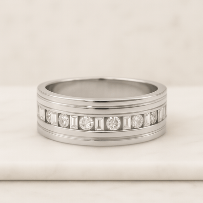 Round Cut Lab Diamond Engagement Ring Eternity Stackable Wedding Band