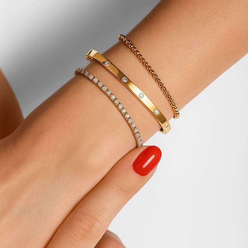 Women's 6.5 Inch Stainless Steel Round Bangle Bracelet - High Polish - 5mm Width - Screw Clasp