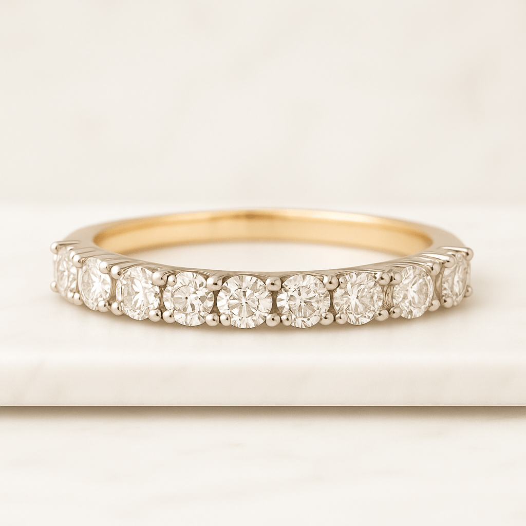 Round Cut Lab Grown Diamond Band Marquise Wedding Band
