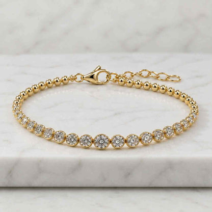 Round Cut Lab Grown Diamond Bubble Bracelet/ Bezel Set Lab Diamond Tennis Bracelet/ 14K Gold Wedding Bracelet For Women/ Bridal Gift For Her
