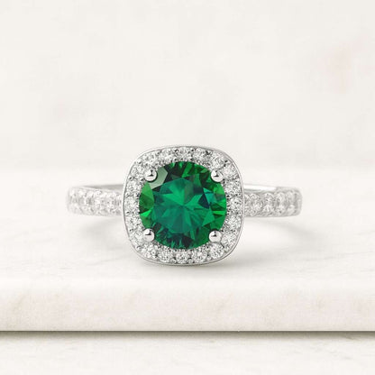 Round Cut Lab Grown Diamond Cluster Ring, Pave Set Round Diamond Engagement Ring For