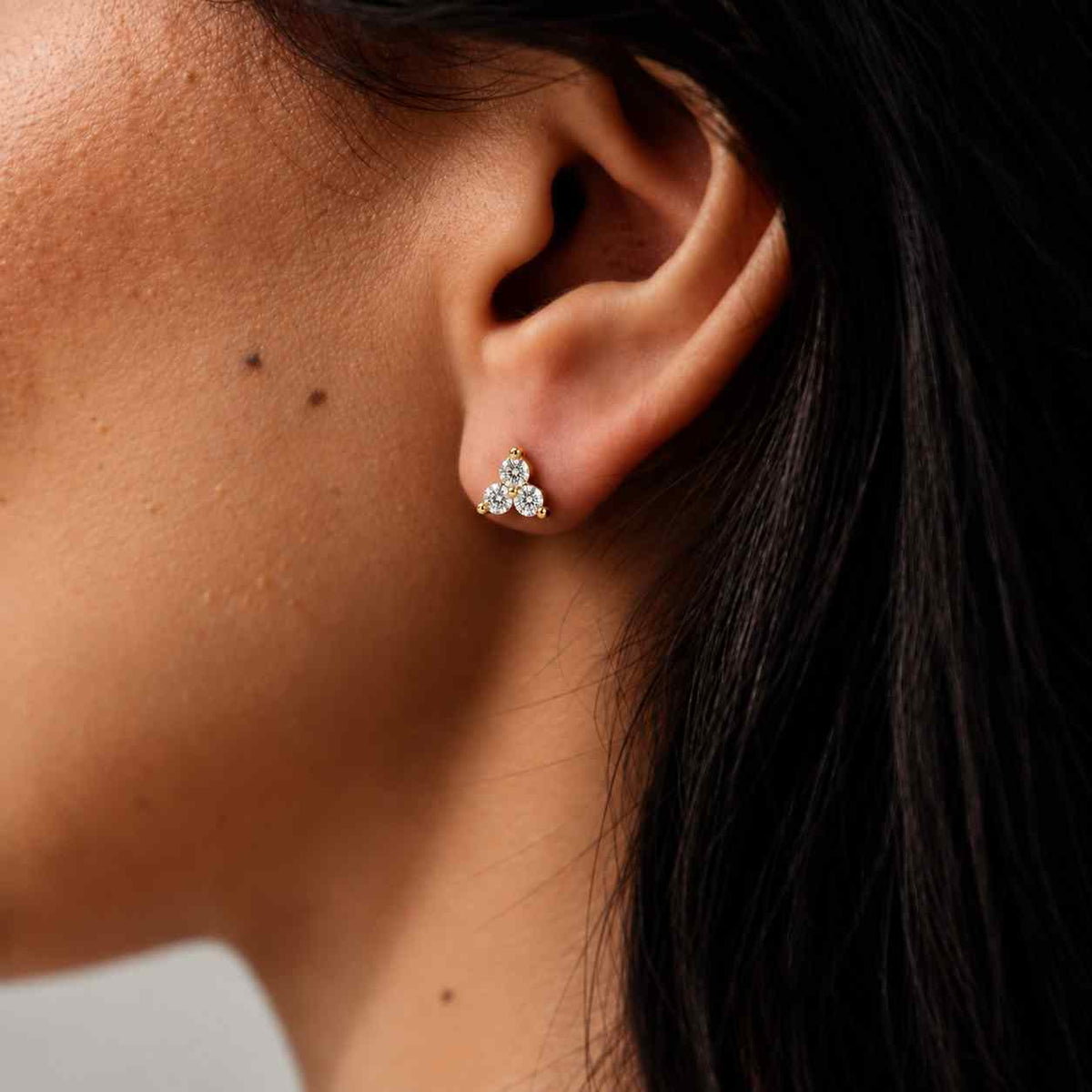 round cut lab grown diamond cluster set stud earrings, 14k yellow gold screw back earrings, cvd diamond double halo earrings, gift for her
