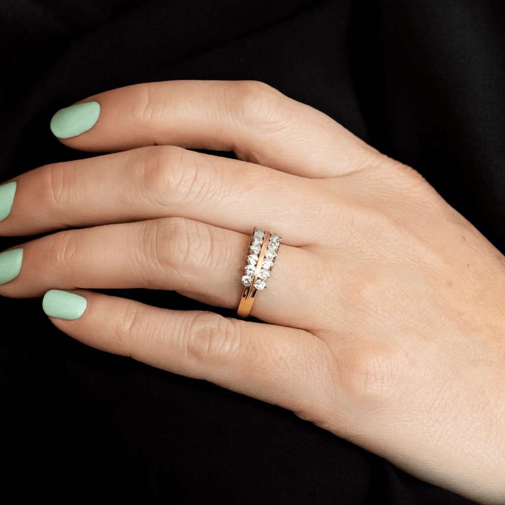 Round Cut Lab Grown Diamond Curved Band, Distance Diamond Wedding Band