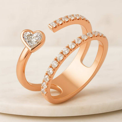 Round Cut Lab Grown Diamond Curved Ring CVD Diamond Solitaire Ring For Wedding Gift 14K Yellow Gold Anniversary Ring For Her
