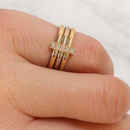 Round Cut Lab Grown Diamond Engagement Band 14K Yellow Gold Stackable Band