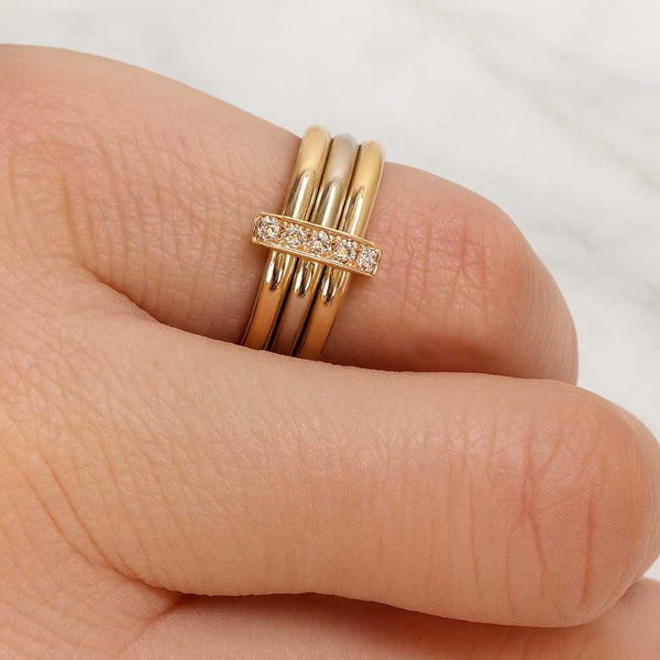 Round Cut Lab Grown Diamond Engagement Band 14K Yellow Gold Stackable Band