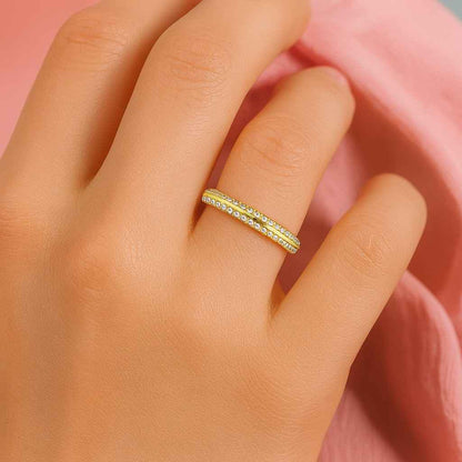 Round Cut Lab Grown Diamond Engagement Band Double Row Wedding Band