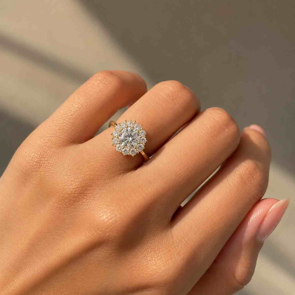round cut lab grown diamond engagement ring, 0.5 to 2.0 ct lab created diamond halo ring for women, wedding ring for her, anniversary gift
