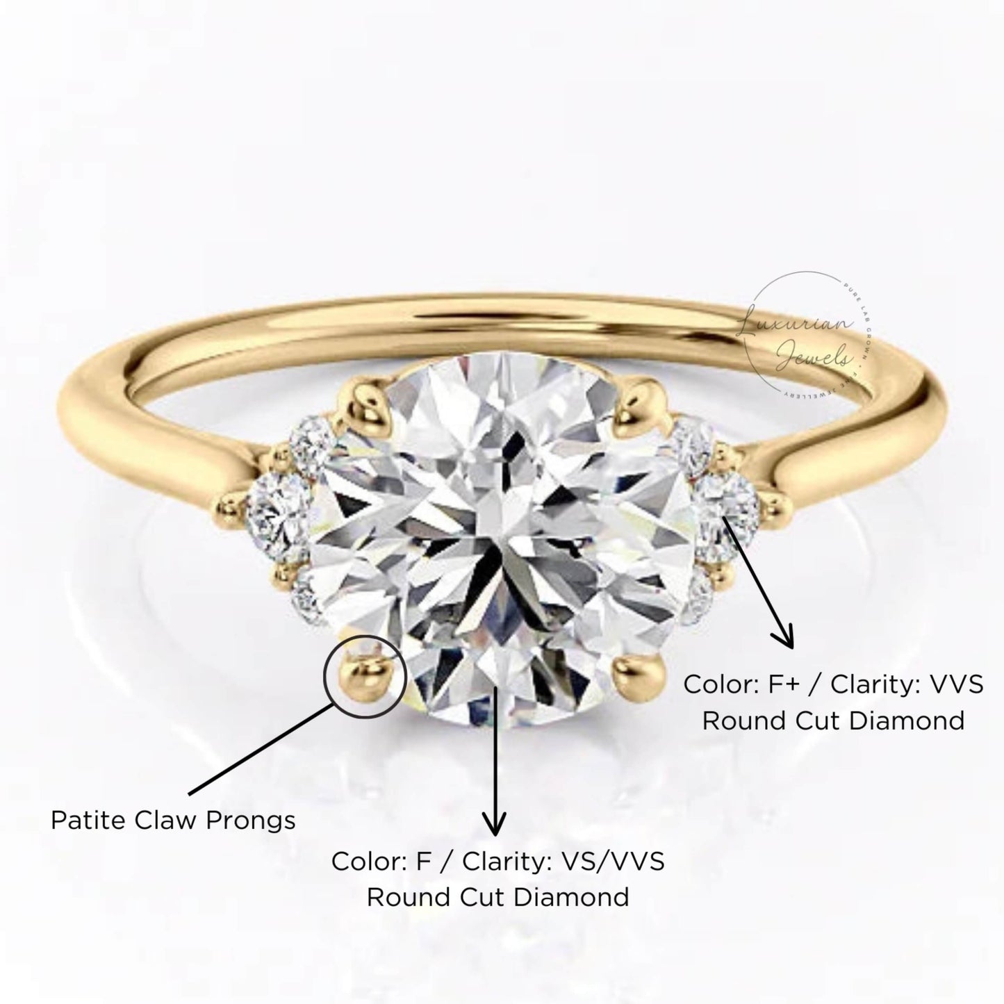 Round Cut Lab Grown Diamond Engagement Ring For Mom