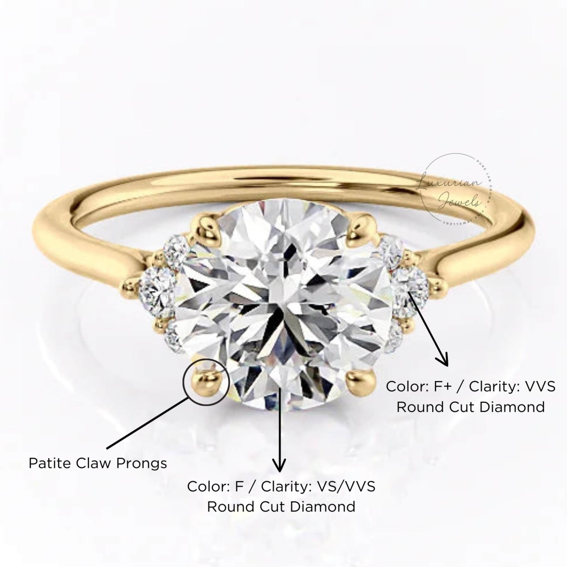 Round Cut Lab Grown Diamond Engagement Ring For Mom