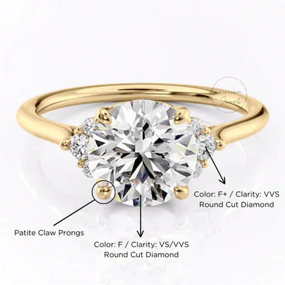 Round Cut Lab Grown Diamond Engagement Ring For Mom