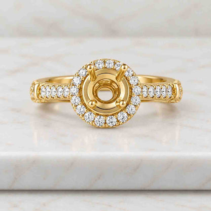 Round Cut Lab Grown HIDDEN HALO Engagement Ring in 4 Prong Solitaire  IGI Certified  10K 14K 18K Silver & Platinum