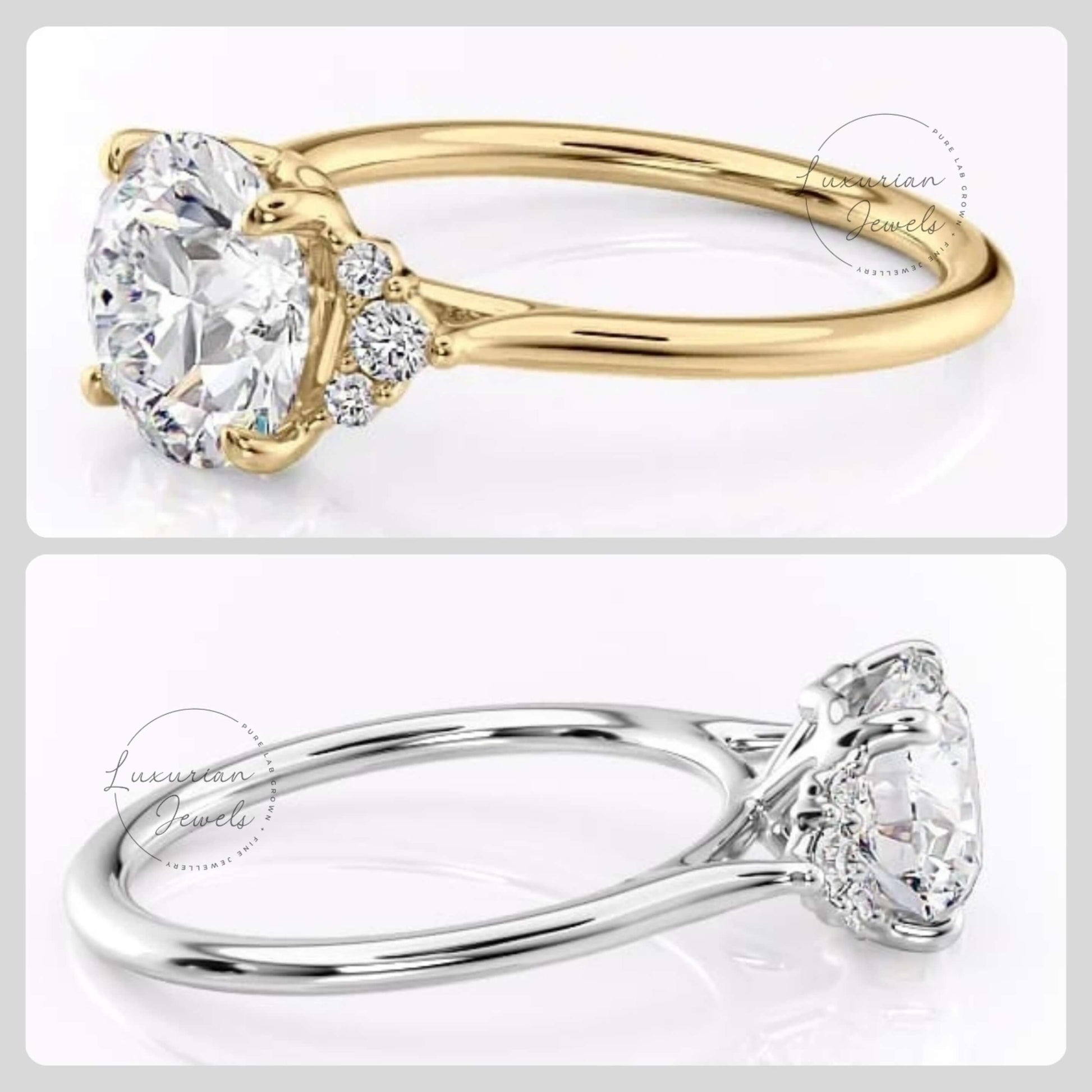 Round Cut Lab Grown Diamond Engagement Ring In 10k Gold