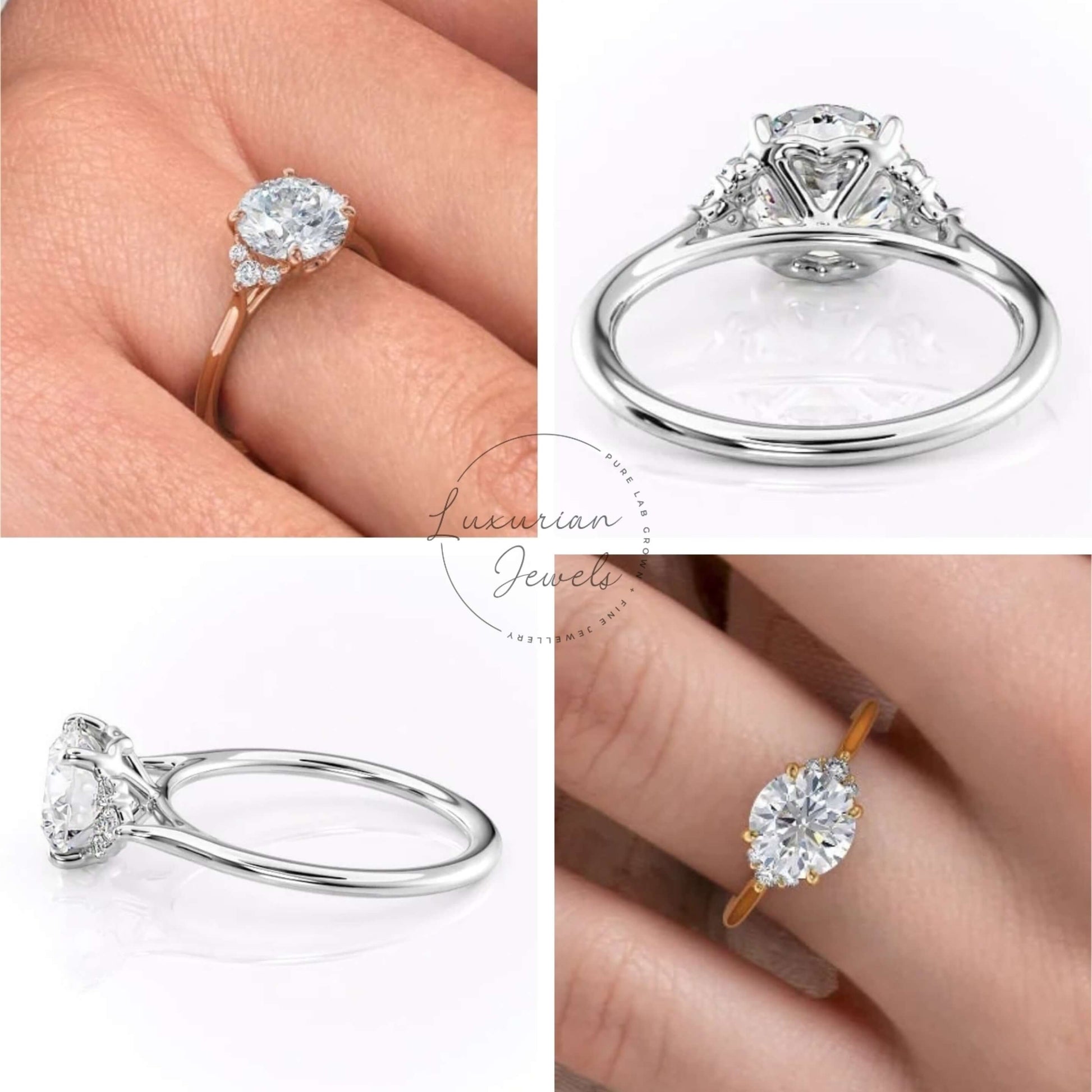 Round Cut Lab Grown Diamond Engagement Ring In 18k Gold
