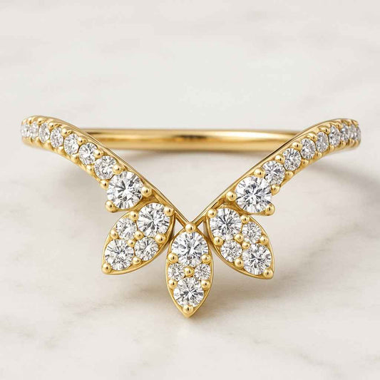 Round Cut Lab Grown Diamond Engagement Ring Round Side Diamond Three Stone Ring IGI Certified Diamond Ring Vintage Art Deco Ring