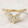 14K Curved Marquise Shape Lab Diamond Half Eternity Wedding Band