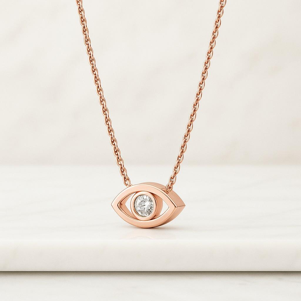 Round Cut Lab Grown Diamond Evil Eye Pendant Conflict Free Diamond Pendant