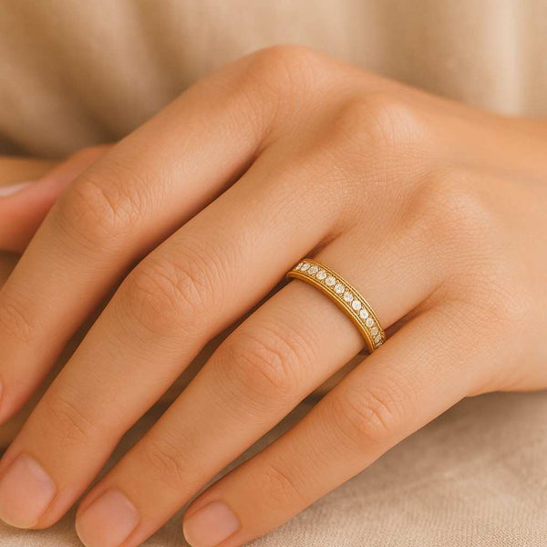 Round Cut Lab Grown Diamond Full Eternity Wedding Band