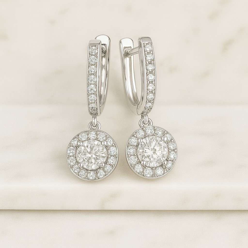 Round Cut Lab Grown Diamond Halo Diamond Stud Earrings Dainty Everyday Earrings Luxury Bridal Jewelry AnniversaryWedding Gift for Her