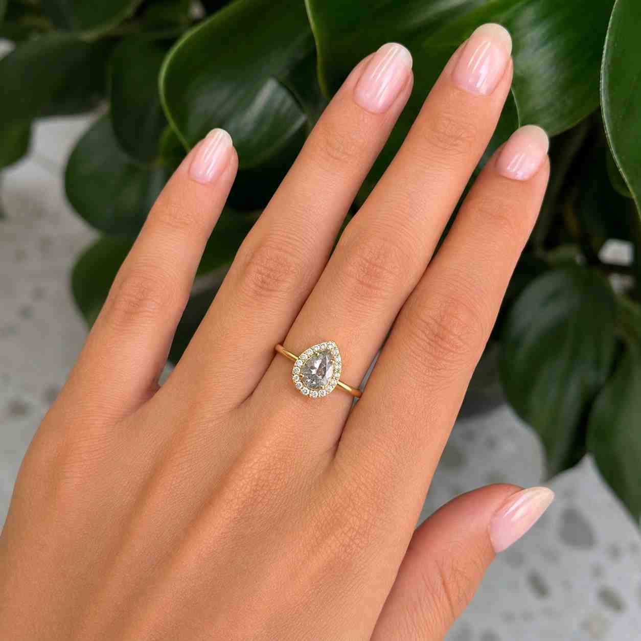 Round Cut Lab Grown Diamond Halo Ring, 14K Gold Engagement Ring, Sparkling Accent Setting, Anniversary Gift For Her