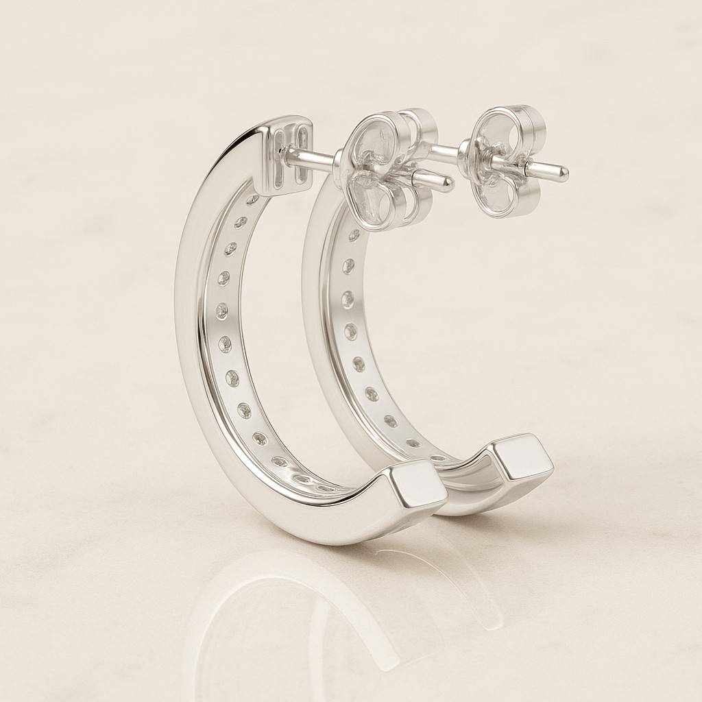 Round Cut Lab Grown Diamond Huggie Hoops For Her