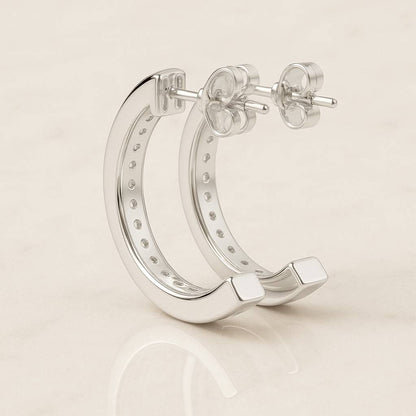 Round Cut Lab Grown Diamond Huggie Hoops For Her