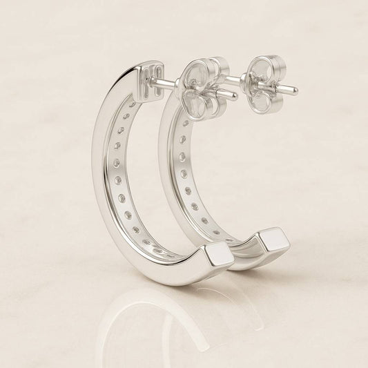 Round Cut Lab Grown Diamond Huggie Hoops For Her