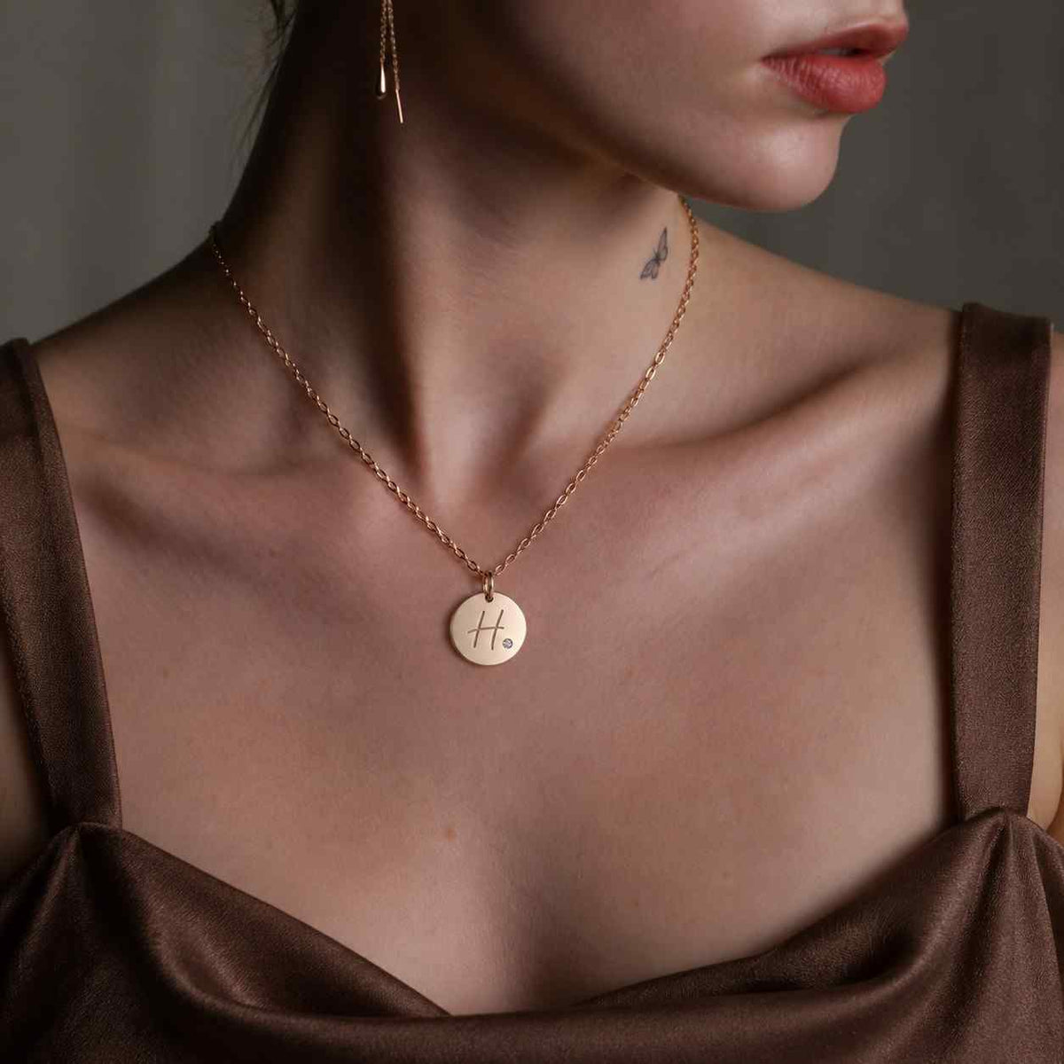 14k solid gold zodiac necklace, round lab grown diamond horoscope medallion pendant, engraved astrology charm, personalized gift for women
