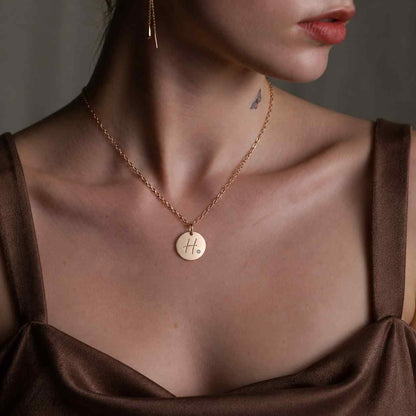14k Solid Gold Zodiac Necklace, Round Lab Grown Diamond Horoscope Medallion Pendant, Engraved Astrology Charm, Personalized Gift for Women
