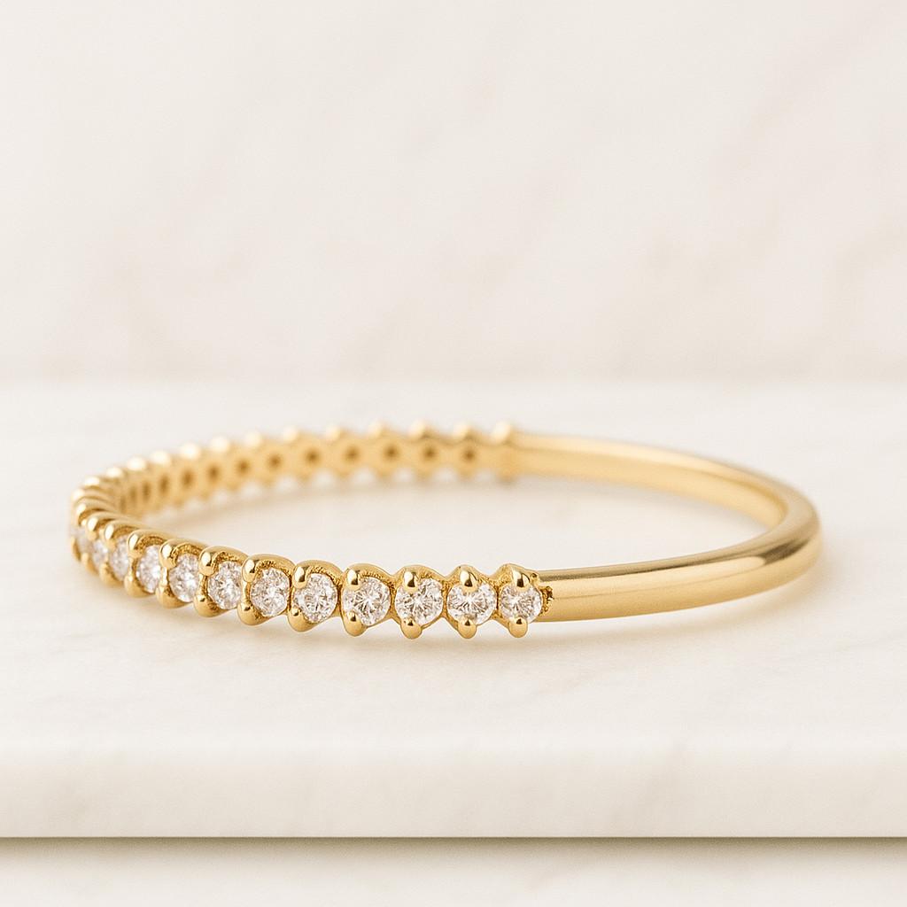 Round Cut Lab Grown Diamond Open Gap Band Moissanite Stacking Band For Engagement Gift